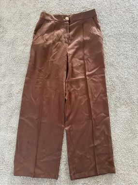 Saint + Sofia wide leg brown trousers, size 8